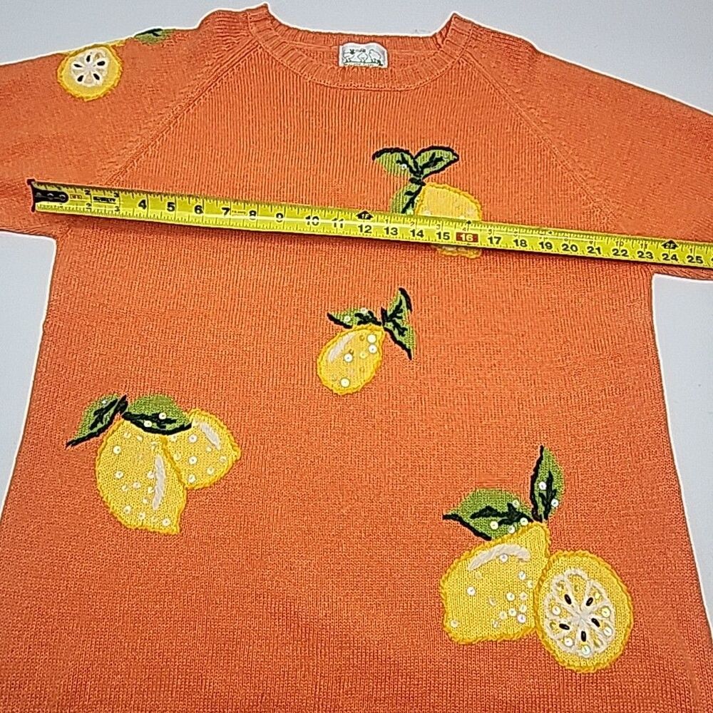 Quacker Factory Sweater Orange Short Sleeve Lemon Women Plus Sz 1X A43984 QVC - Picture 6 of 9